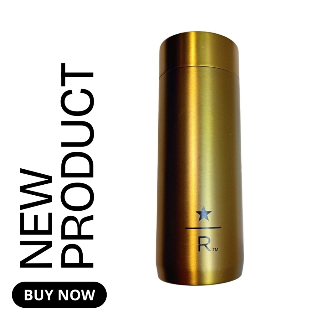 Starbucks Reserve Stainless Steel Gold Porcelain White Insulated Travel Mug